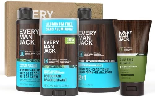 Every Man Jack Bath and Body Shower Gift Set for Men, Coconut Driftwood by EveryManJack