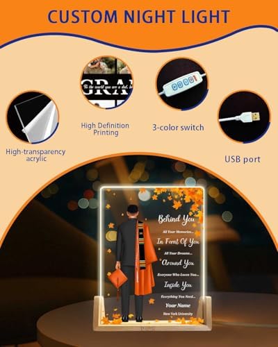 Personalized Name Graduation Gifts Custom Night Light LED Table Lamp Portrait Creator for Him 2026 University High School Keepsake(Boy H) - Image 6