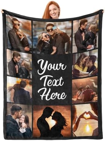 inkArts Custom Blanket Throws with Photos Text Personalized with Picture Customizable, Customize for Mom, Dad, Couple, Girlfriend, Boyfriend, Husband & Wife by inkArts