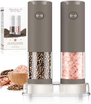 Electric Salt and Pepper Grinder Set Automatic Adjustable Coarseness Pepper Grinder Shakers Set Kitchen Products White Elephant Gift Anniversary Christmas Ideas Gifts for Men by ioion