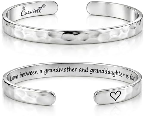 Carviell Bracelets for Women – 100+ Meaningful Engraved Messages – Solid 316L Surgical Stainless Steel Cuff Bracelet – Gift Ready by Carviell