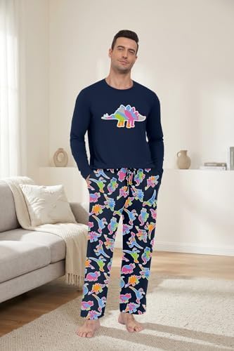 PrinStory Men's Pajama Sets Loungewear Sleepwear Pjs Lightweight Long Sleeve Shirts & Bottoms Soft Comfy Sleep Sets S-2XL - Image 3