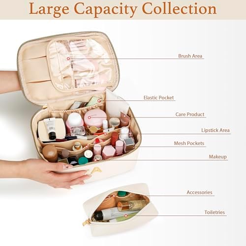 Personalized Initial Travel Makeup Toiletry Bag Gifts for Women - Image 3