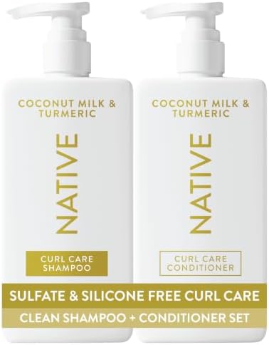 Native Coconut & Turmeric Shampoo and Conditioner Contain Naturally Derived Ingredients | All Hair Types, Color & Treated, Fine to Dry Damaged, Sulfate & Dye Free, 8.25 Fl Oz (Pack of 12) by Native