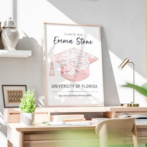 Customized College Map Graduation Gift, Personalized Grads Gifts For Her, High School, College, University Map Print For Son, Custom Grad Gift For Him Design 3 - Image 2