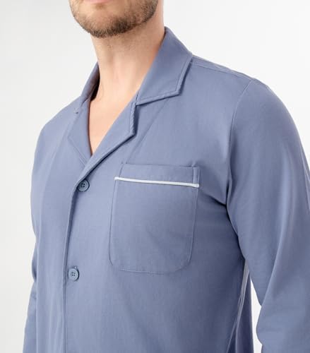 DAVID ARCHY Men's Pajama Set, Premium Combed Cotton Long Sleeve Sleepwear - Image 3