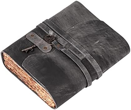 LEATHER VILLAGE Beautiful Journal Key Lock, Slate Grey 10x7. - Image 2
