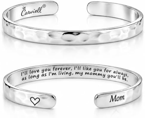 Carviell Bracelets for Women – 100+ Meaningful Engraved Messages – Solid 316L Surgical Stainless Steel Cuff Bracelet – Gift Ready by Carviell