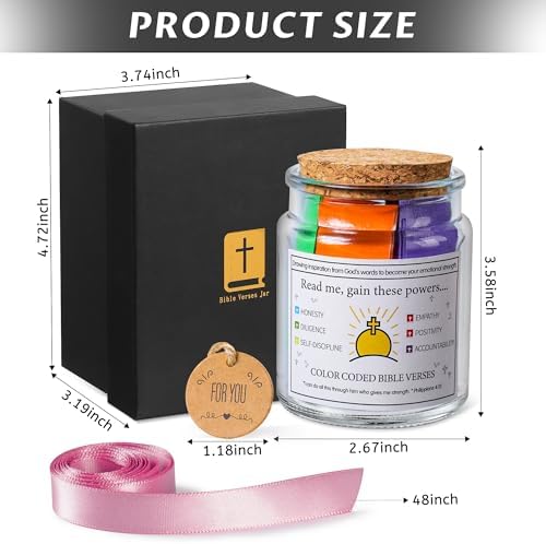 MWMXNNT Bible Verse Jar Christian Gifts for Women, Mom, Friend, Teen, Decorative Glass Inspirational Scripture Jar With 96 Bible Verse & 48-inch Ribbon Bow - Image 2