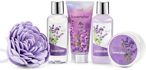 Lavender Bath and Body Gift Set for Women in Wicker Basket - Image 2
