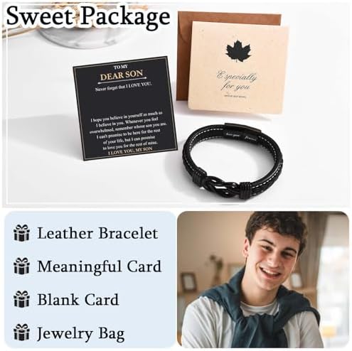Love You Forever Infinity Leather Bracelet Gifts for Men Him Teen Boys - Image 5