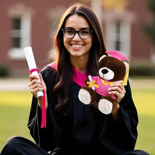 Bear with Graduation Cap Toys Class of 2026 Plush Stuffed Teddy Bear Animal Dog Cap and Gown with Greeting Card and Bag for Graduation Day Gift(Pink) - Image 3