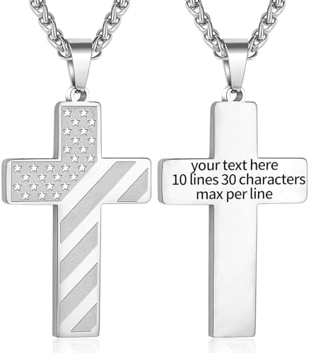 DuoDiner 18+2" Cross Necklace for Men Boys Christian Confirmation Gifts by Duodiner