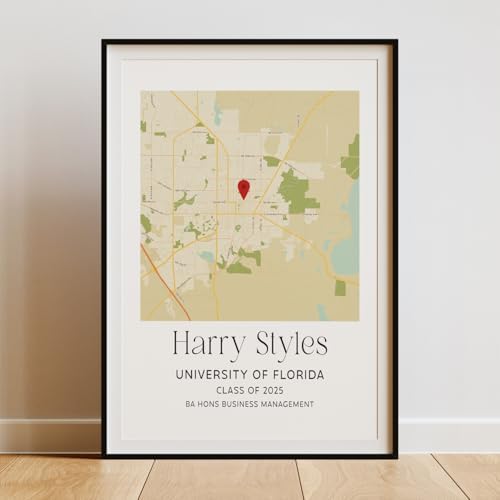 Customized College Map Graduation Gift, Personalized Grads Gifts For Her, High School, College, University Map Print For Son, Custom Grad Gift For Him Design 7 by VIRAGIL
