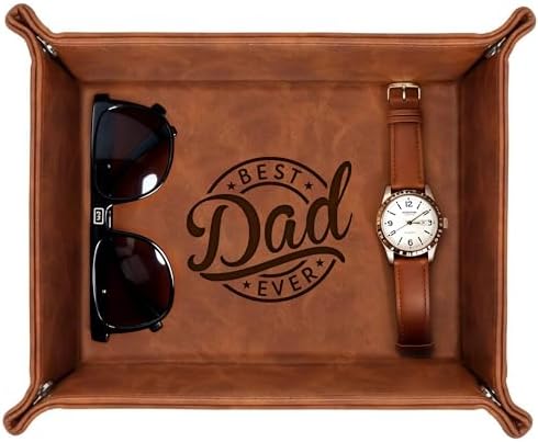 Leather Valet Tray for Best Dad – Personalized Engraved Catch All Tray with Custom Name or Initials – Unique Leather Organizer Gift for Father’s Day, Birthday, or Christmas from Daughter, Son, or Wife - Image 6