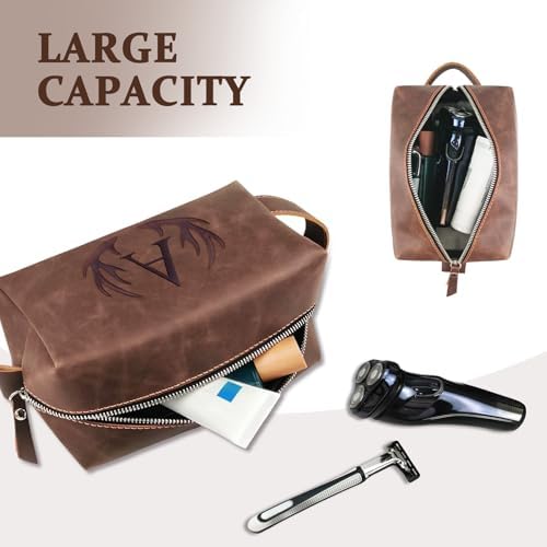 Personalized PU Leather Travel Toiletry Bag for Men Engraved Initial - Image 6