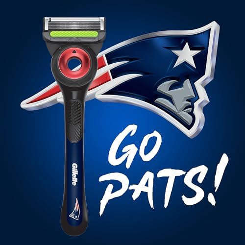 Gillette Labs Special NFL Patriots Edition Shaving Razor for Men - 1 Handle, 4 Razor Blade Refills & Magnetic Stand, GilletteLabs with Exfoliating Bar - Image 2