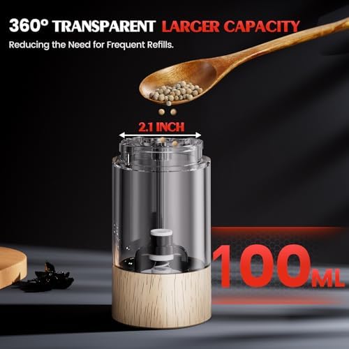 Electric Salt and Pepper Grinder Set Automatic Battery Pepper Mill Shakers Adjustable Coarseness Upgraded Larger Capacity with Led Home and Kitchen Appliances Birthday Gifts for Women Mom - Image 4