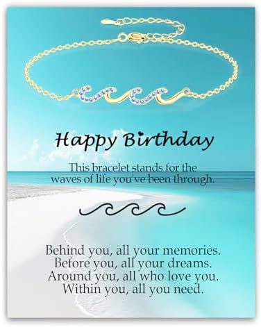 Wave Bracelet Gifts for Women, Silver Gold Waves of Life Bracelet Christmas Birthday Gift for Friend Daughter Mom Granddaughter Niece Bestie BFF Sister by Unknown
