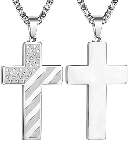 DuoDiner 18+2" Cross Necklace for Men Boys Christian Confirmation Gifts by Duodiner