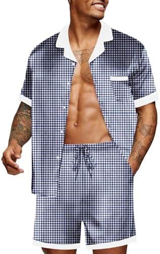 Ekouaer Men Silk Pajamas Set 2 Pieces Satin Pj Button Down Loungewear Sets by EKOUAER