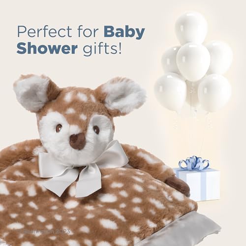 Bearington Baby Lil’ Willow Snuggler - 15" Fawn Security Blanket with Silk Satin Trim and Plush Deer Head - Soft Plush Animal Lovey Comfort Blanket for Toddlers - Image 5