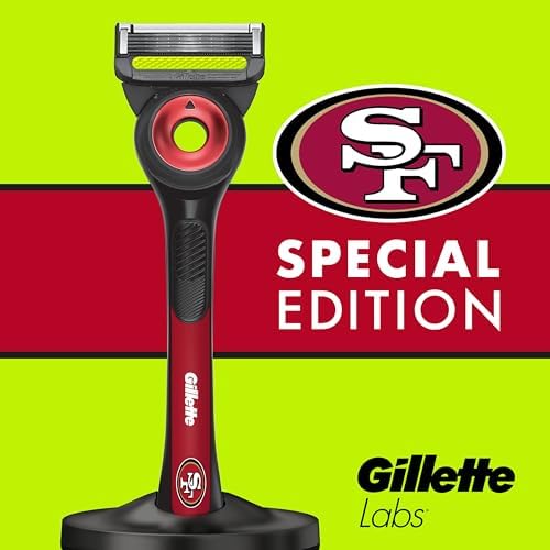 Gillette Labs Special NFL 49ers Edition Shaving Razor for Men - 1 Handle, 4 Razor Blade Refills & Magnetic Stand, GilletteLabs with Exfoliating Bar - Image 7