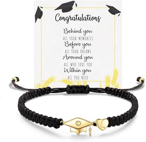 2026 Graduation Gifts, Graduation Gift for Her High School College Graduation Gifts for Teen Girls 5th 8th Grade Masters Degree Grads Initial Bracelets for Women Letter A-Z Charm Bracelet Daughter Niece Granddaughter Girlfriend Jewelry by BTYSUN