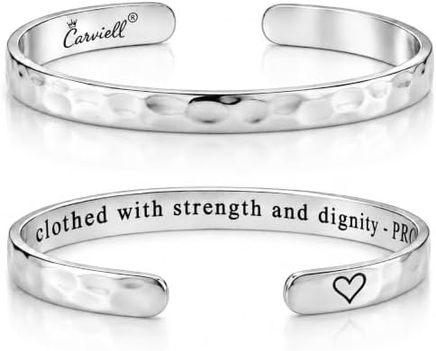 Carviell Bracelets for Women – 100+ Meaningful Engraved Messages – Solid 316L Surgical Stainless Steel Cuff Bracelet – Gift Ready by Carviell