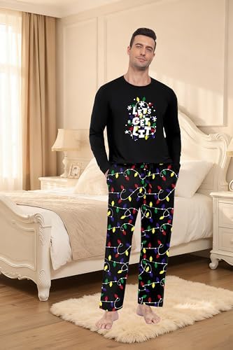 PrinStory Men's Pajama Sets Loungewear Sleepwear Pjs Lightweight Long Sleeve Shirts & Bottoms Soft Comfy Sleep Sets S-2XL - Image 3