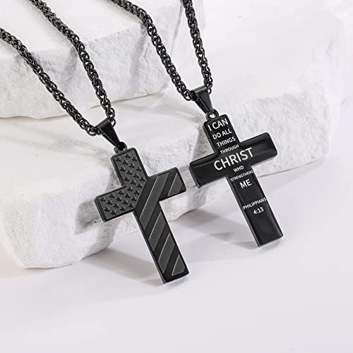 DuoDiner 18+2" Cross Necklace for Men Boys Christian Confirmation Gifts - Image 4
