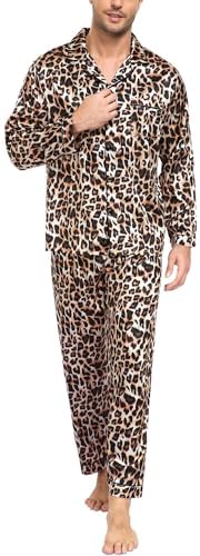 SWOMOG Mens Silk Satin Pajamas Set Long Sleeve Sleepwear Button-Down Pj Two-piece Loungewear with Long Pants S-XXL - Image 2