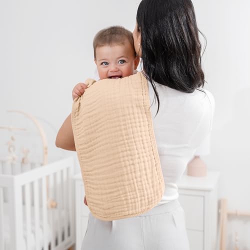 Comfy Cubs Muslin Burp Cloths 20x10" 6 Pack, Baby Burp Cloths - Cream - Image 2
