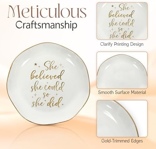 OASSIE Graduation Gifts for Women Her - 4"x4" Ceramic Jewelry Dish Tray - Image 4