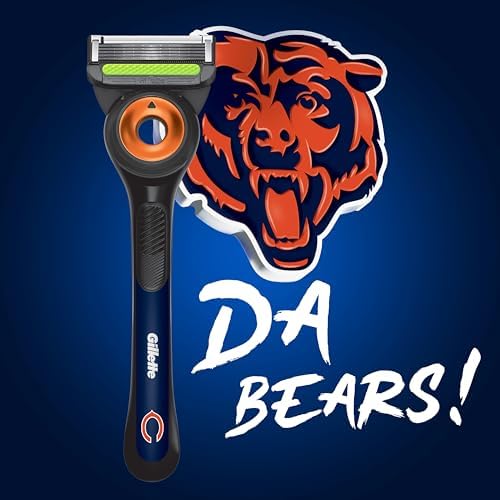 Gillette Labs Special NFL Bears Edition Shaving Razor for Men - 1 Handle, 4 Razor Blade Refills & Magnetic Stand, GilletteLabs with Exfoliating Bar - Image 2