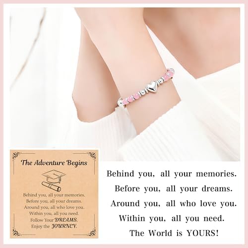 Parma77 2026 Graduation Gifts for Her, High School College Graduation Gifts for Women, Inspirational Compass/Heart Graduation Bracelets with Gift Message Card for Women Daughter Sister Friends - Image 4