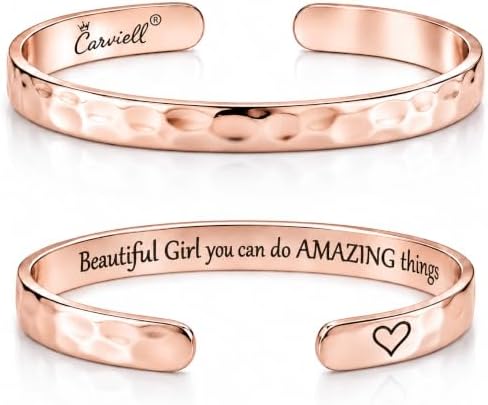 Carviell Bracelets for Women – 100+ Meaningful Engraved Messages – Solid 316L Surgical Stainless Steel Cuff Bracelet – Gift Ready by Carviell
