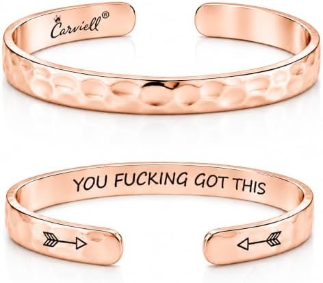 Carviell Bracelets for Women – 100+ Meaningful Engraved Messages – Solid 316L Surgical Stainless Steel Cuff Bracelet – Gift Ready by Carviell