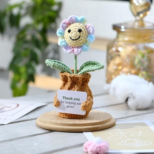 Teacher Appreciation Gifts Thank You for Helping Me Grow! Handmade Positive Sunflower Crochet Gifts for Women Thank You End of Year Graduation Teacher Gifts from Student - Image 2