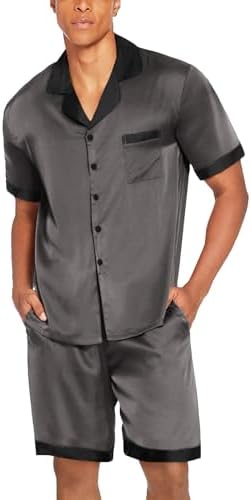 Ekouaer Men Silk Pajamas Set 2 Pieces Satin Pj Button Down Loungewear Sets - Image 5