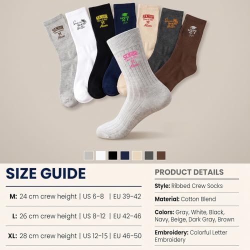 Personalized Name Senior - Class of 2027 Embroidered Socks Custom Socks with Name Gift for Graduates Unisex - Image 7