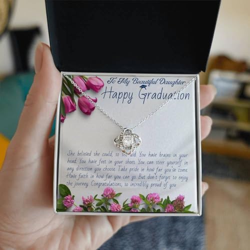VIRAGIL 2023 Graduation Gifts for Her, Class of 2024 Love Knot Sterling Silver Pendant Necklace Senior College Graduation Jewelry Gifts for Girl Daughter - Image 4