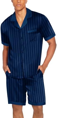 Ekouaer Men Silk Pajamas Set 2 Pieces Satin Pj Button Down Loungewear Sets - Image 2