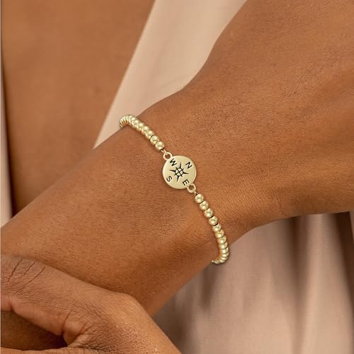 Graduation Bracelet 2026 14k Gold Plated Beaded Bracelets for Women Compass Graduation Gifts for Daughter Sister Graduate Jewelry Accessories - Image 4