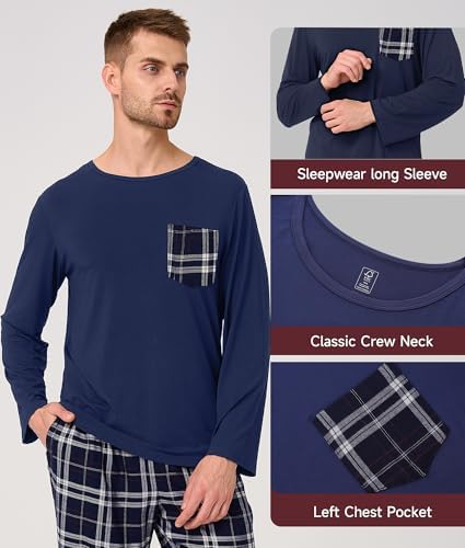 BAMBOO COOL Men's Pajama Set Long Sleeve PJs with Pants & Pockets - Image 2