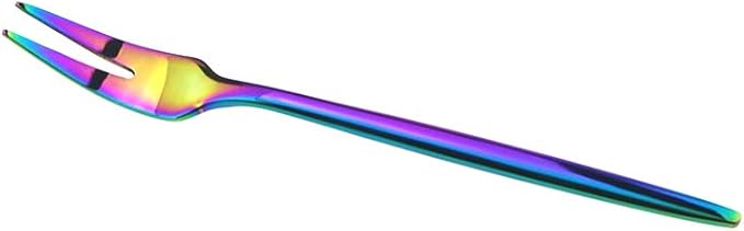 Gugrida 6-Piece Fruit Fork 18/10 Stainless Steel Luxury Mirror Polished Rainbow Colorful Dessert Fork Silverware Flatware Cutlery
