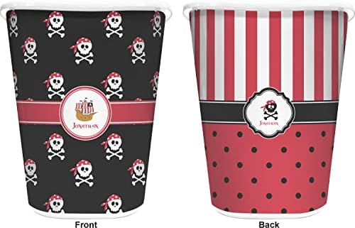RNK Shops Personalized Pirate Waste Basket - Double Sided (White) - Image 2