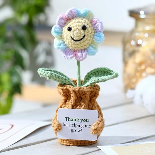 Teacher Appreciation Gifts Thank You for Helping Me Grow! Handmade Positive Sunflower Crochet Gifts for Women Thank You End of Year Graduation Teacher Gifts from Student - Image 5