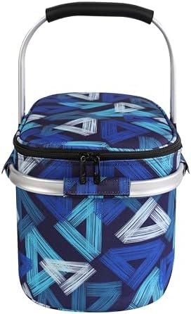 Picnic Basket, 22L Insulated Cooler Foldable, Thick, Triangle Pattern - Image 6