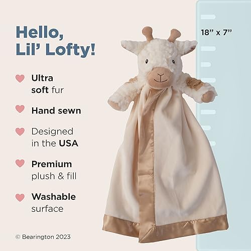 Bearington Lil' Lofty Giraffe Lovey Blanket - 18" Soft Plush Baby Security Blanket with Giraffe Head - Cuddly Stuffed Animal Lovie for Newborns, Infants, Toddlers, Boys, and Girls - Image 2